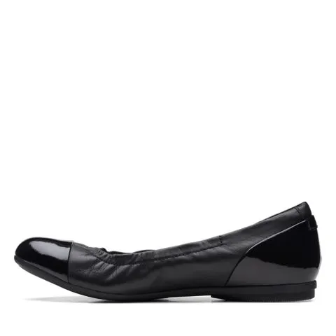 Clarks Women's Rena Jazz Flats- Black Leather