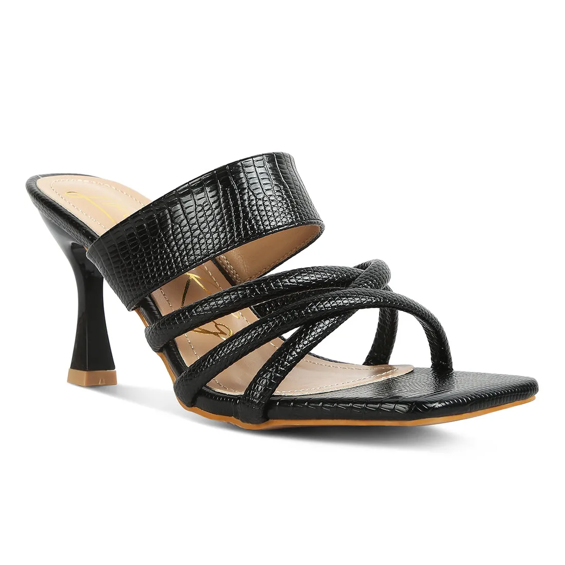 Criss Cross Strap Spool Heel Sandals