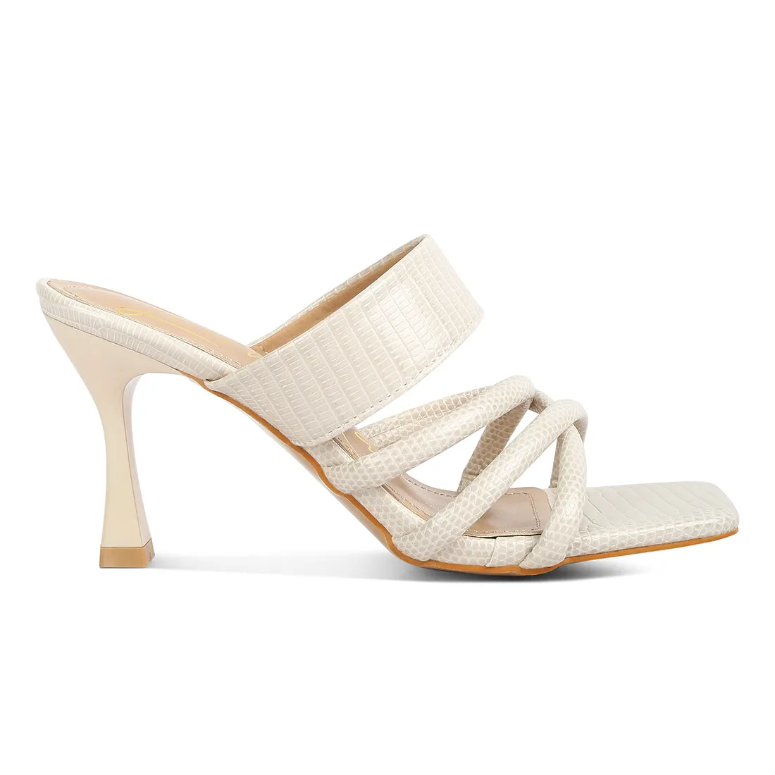 Criss Cross Strap Spool Heel Sandals