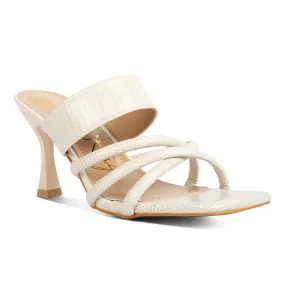 Criss Cross Strap Spool Heel Sandals
