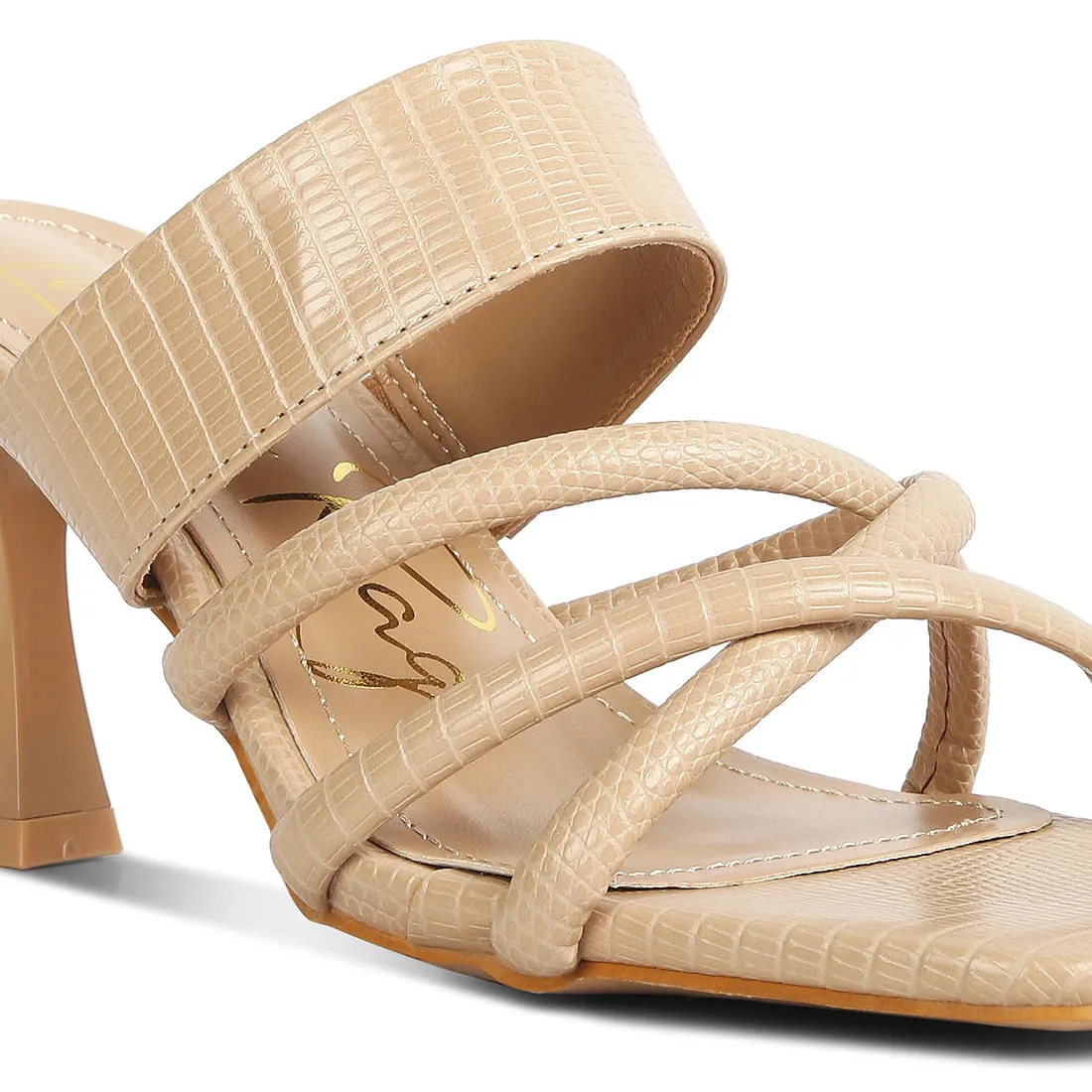 Criss Cross Strap Spool Heel Sandals