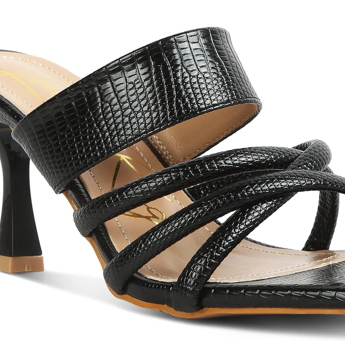 Criss Cross Strap Spool Heel Sandals