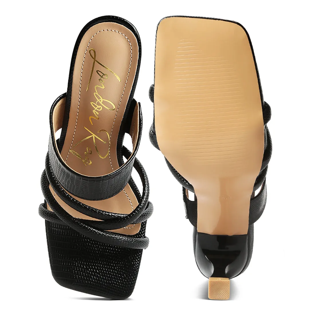 Criss Cross Strap Spool Heel Sandals