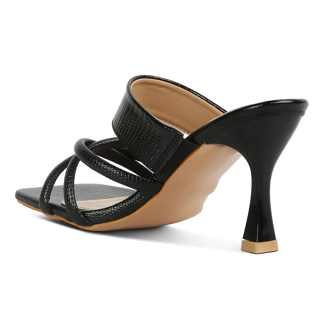 Criss Cross Strap Spool Heel Sandals