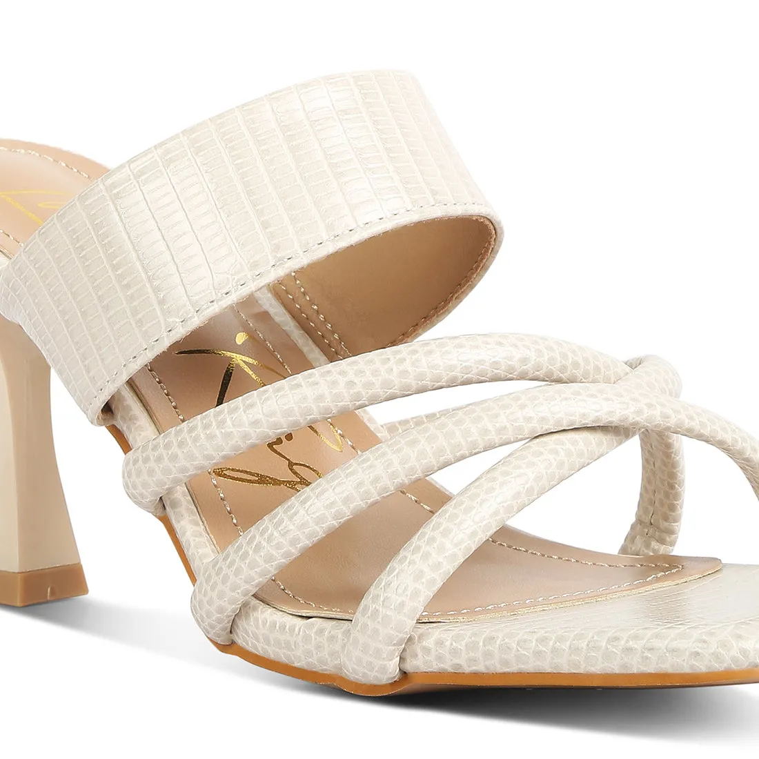 Criss Cross Strap Spool Heel Sandals