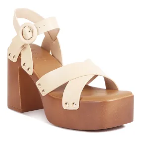 Cross Strap Stud Embellished Heels