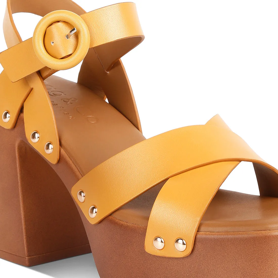 Cross Strap Stud Embellished Heels