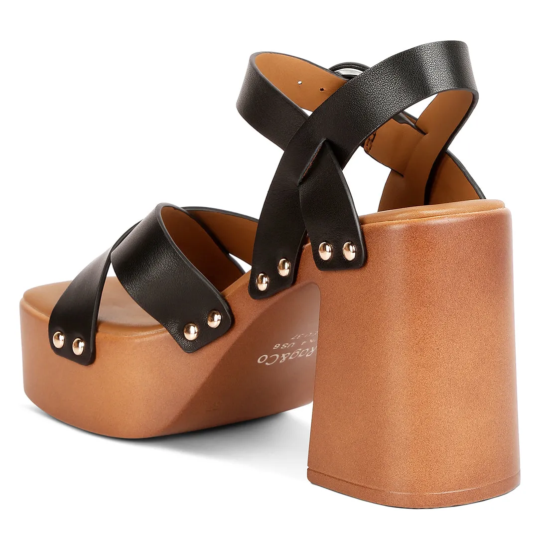 Cross Strap Stud Embellished Heels