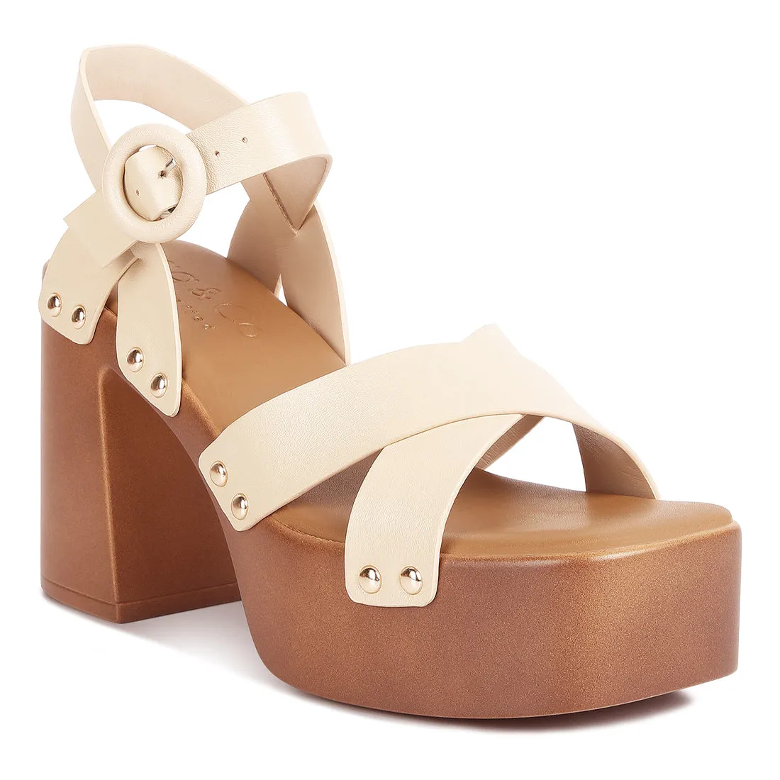 Cross Strap Stud Embellished Heels