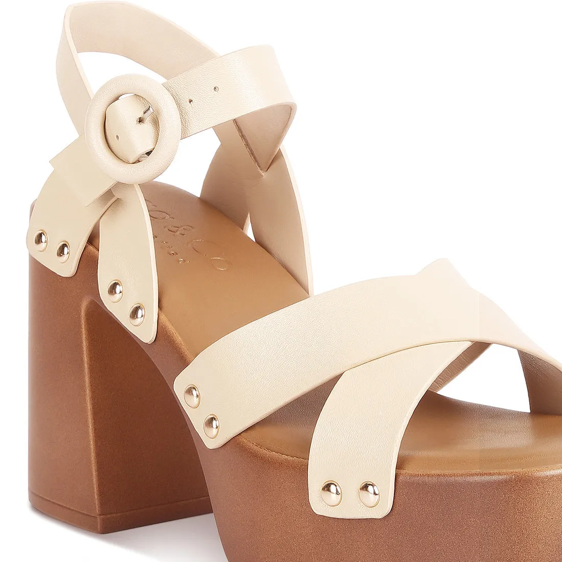 Cross Strap Stud Embellished Heels
