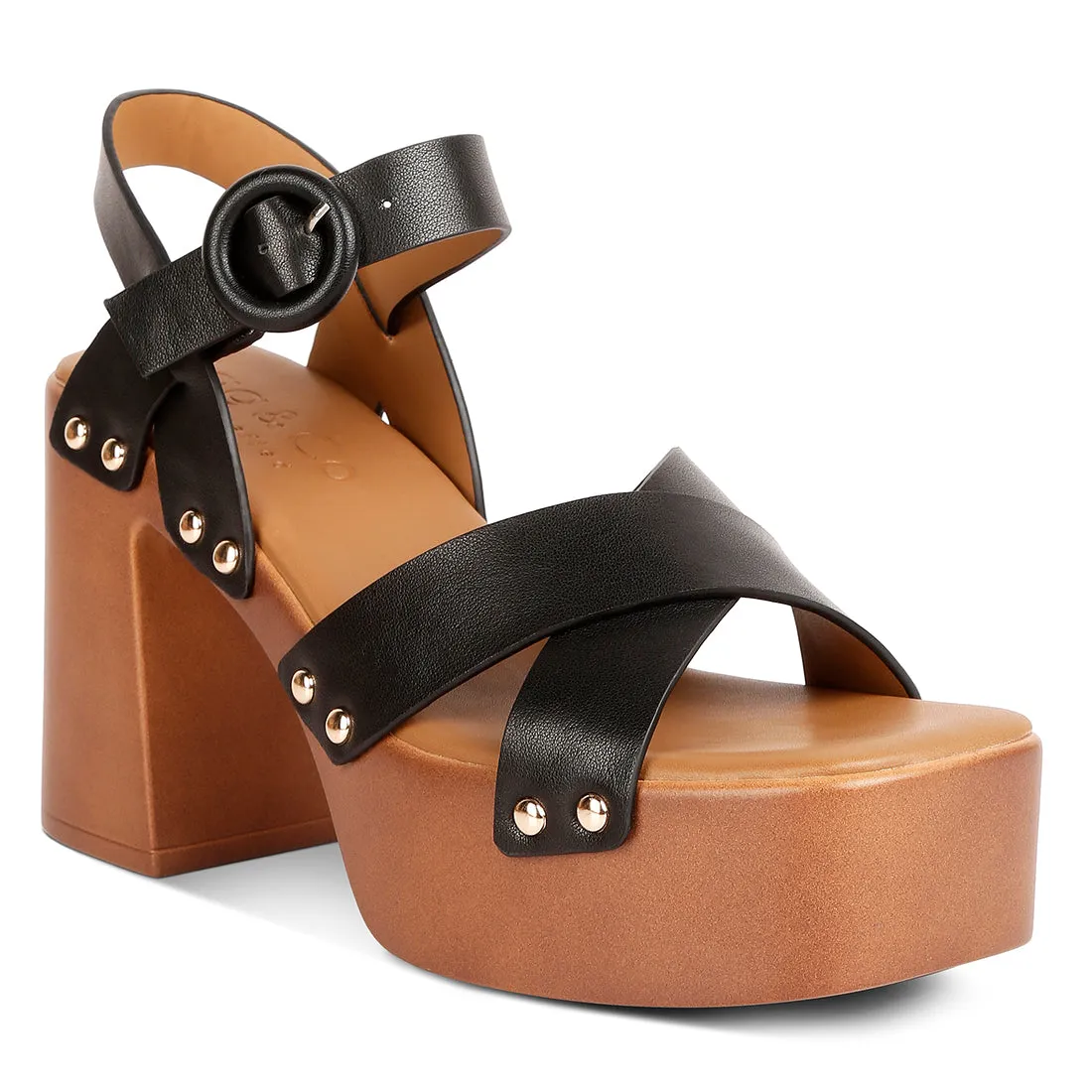 Cross Strap Stud Embellished Heels