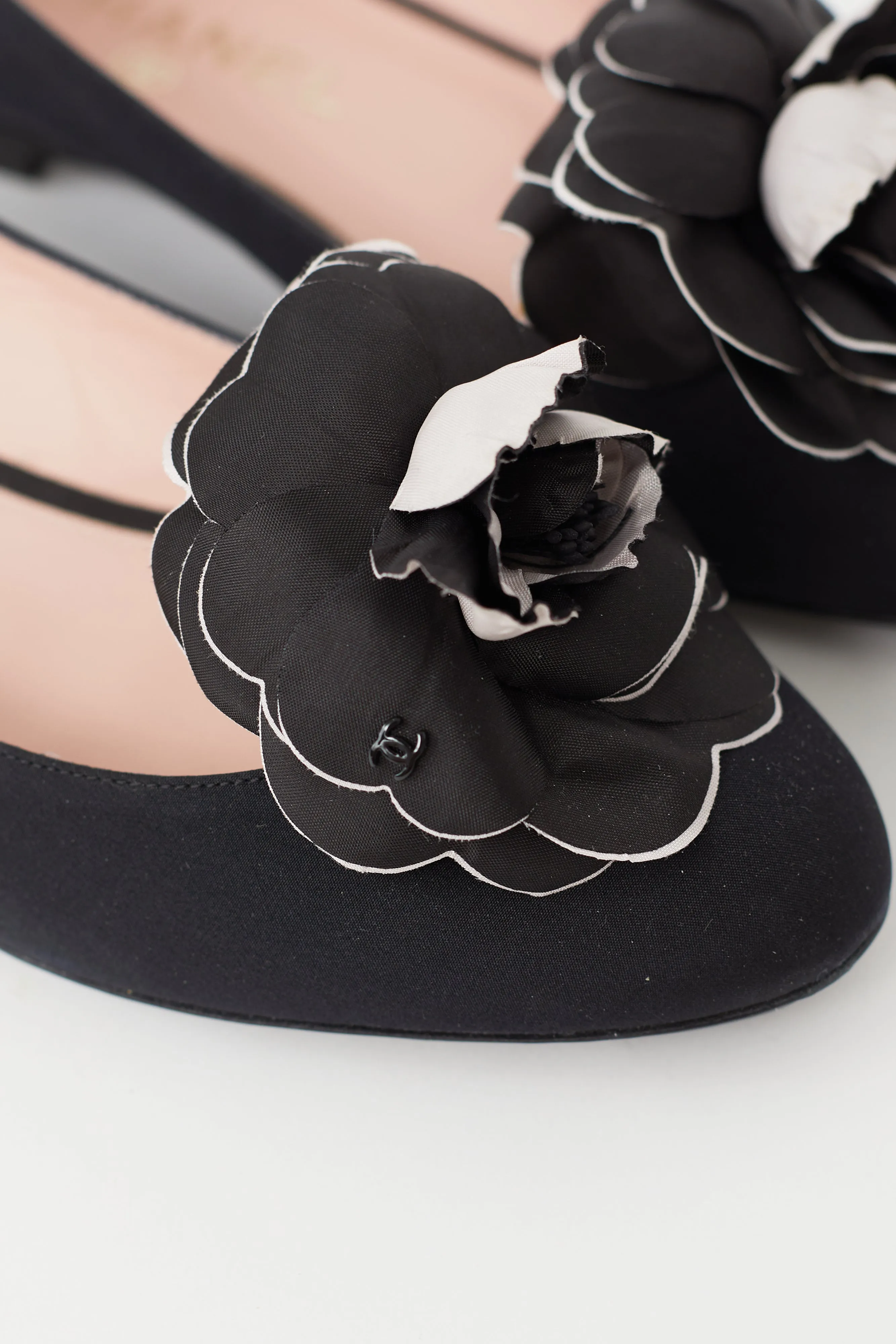 Cruise 2009 Black Satin Camellia Ballet Flat