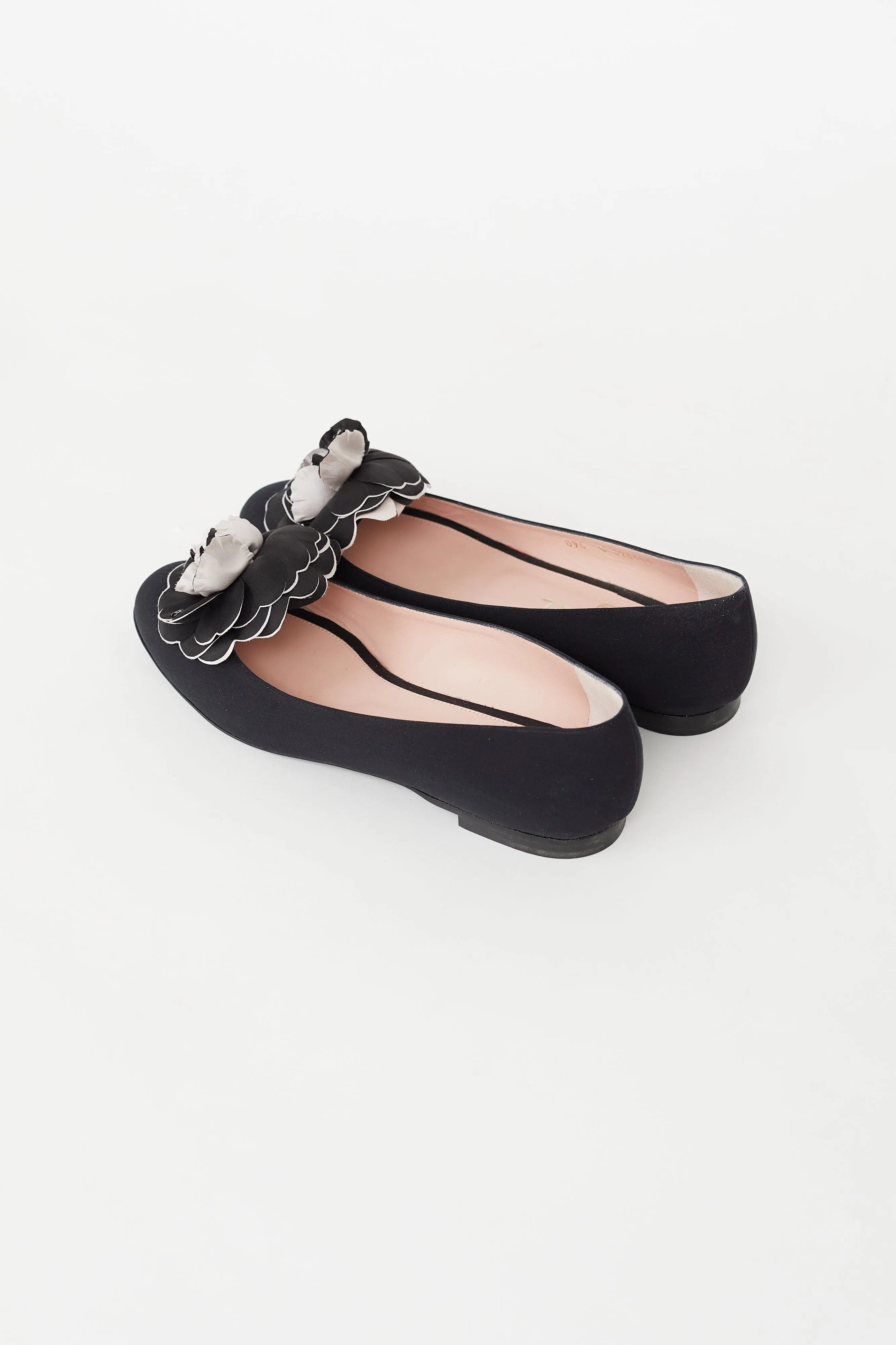 Cruise 2009 Black Satin Camellia Ballet Flat