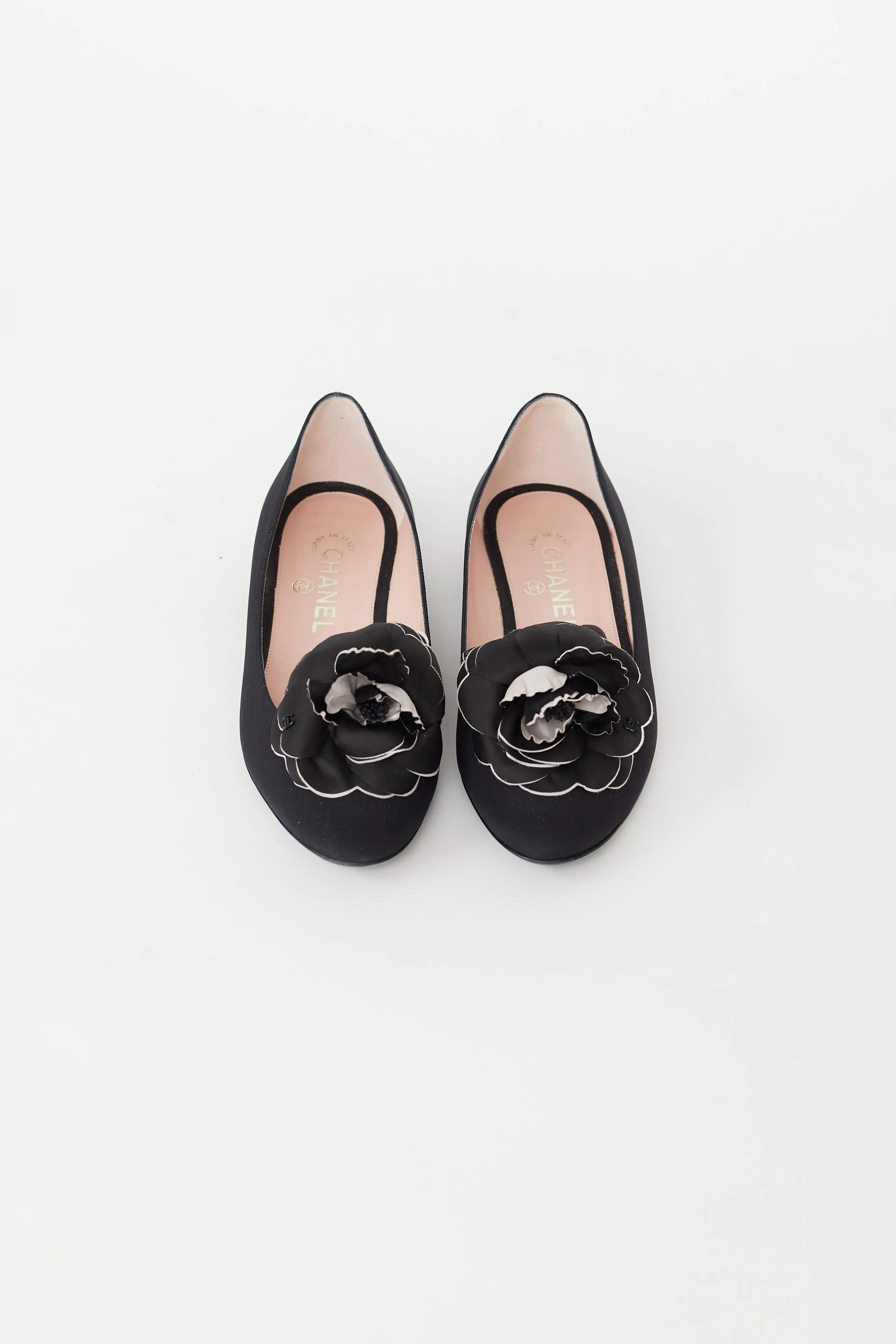 Cruise 2009 Black Satin Camellia Ballet Flat