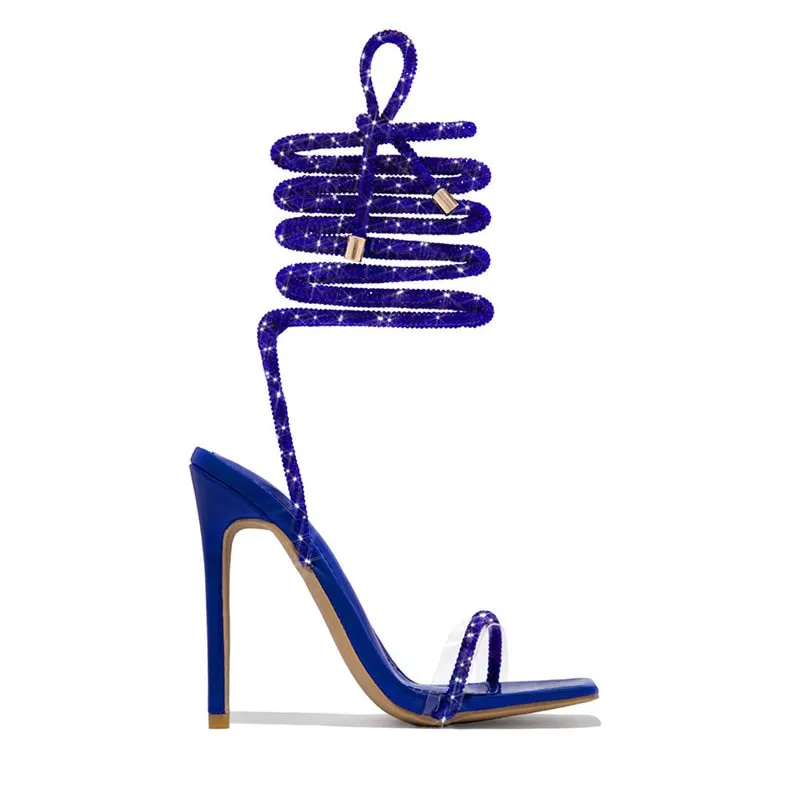 Crystal Ankle Cross Strap Heels