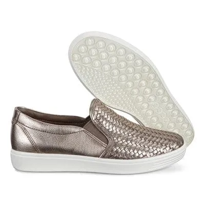 Ecco Women's Soft 7 Slip On Sneakers- Stone Metallic