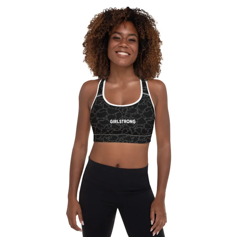 ELEVATED ESSENTIALS,THE PERFECT PADDED SPORTS BRA BLACK LEOPARD