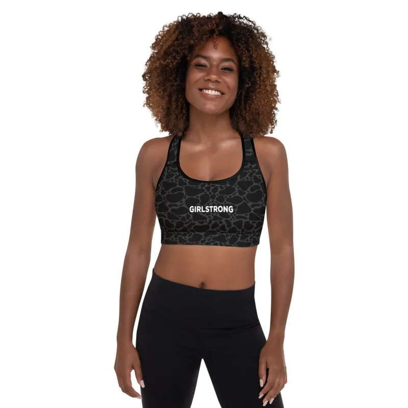 ELEVATED ESSENTIALS,THE PERFECT PADDED SPORTS BRA BLACK LEOPARD