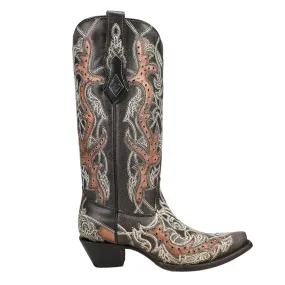 Embroidered Studded Snip Toe Cowboy Boots