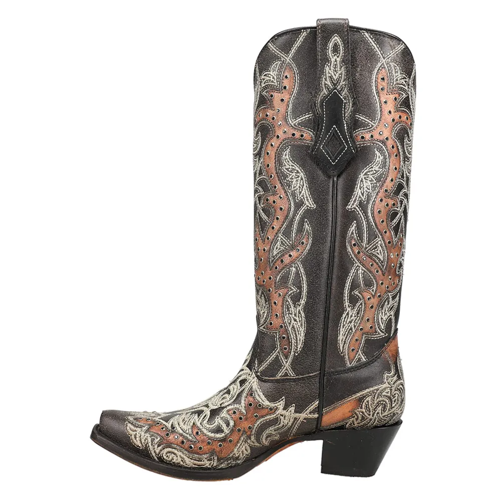 Embroidered Studded Snip Toe Cowboy Boots