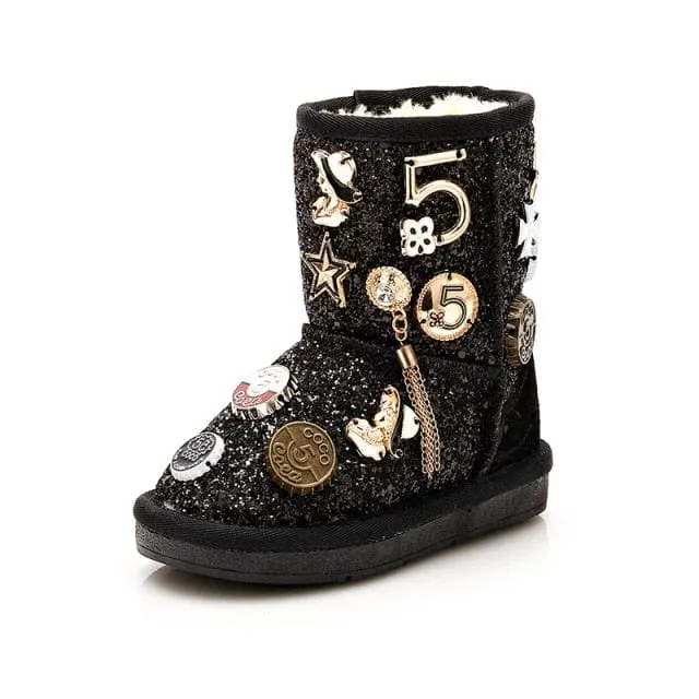 Fashionable Kids Badges Boots