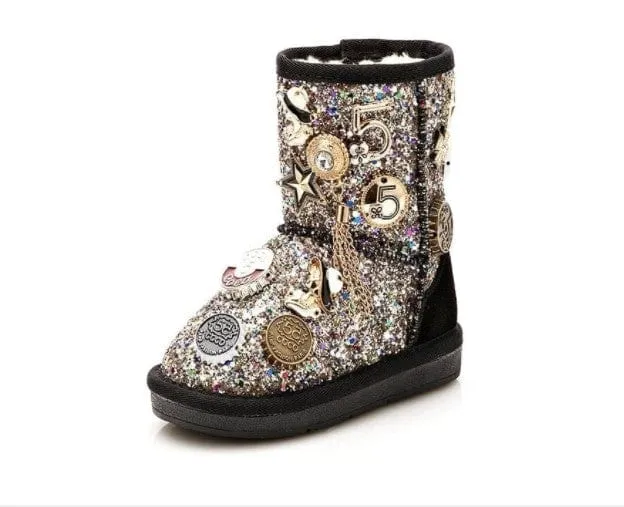 Fashionable Kids Badges Boots