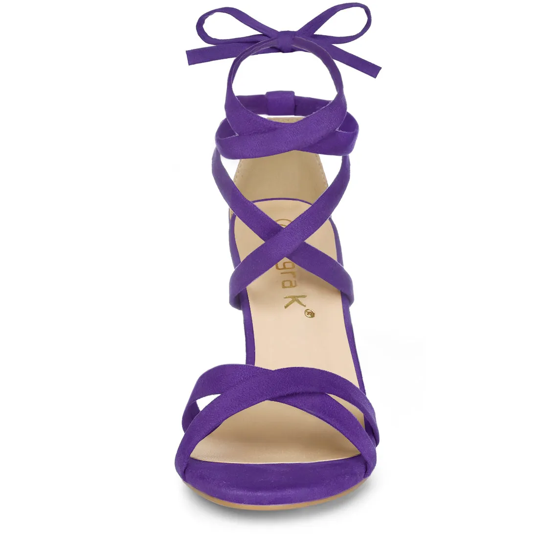 Faux Suede Open Toe High Chunky Heel Ankle Lace Up Sandals