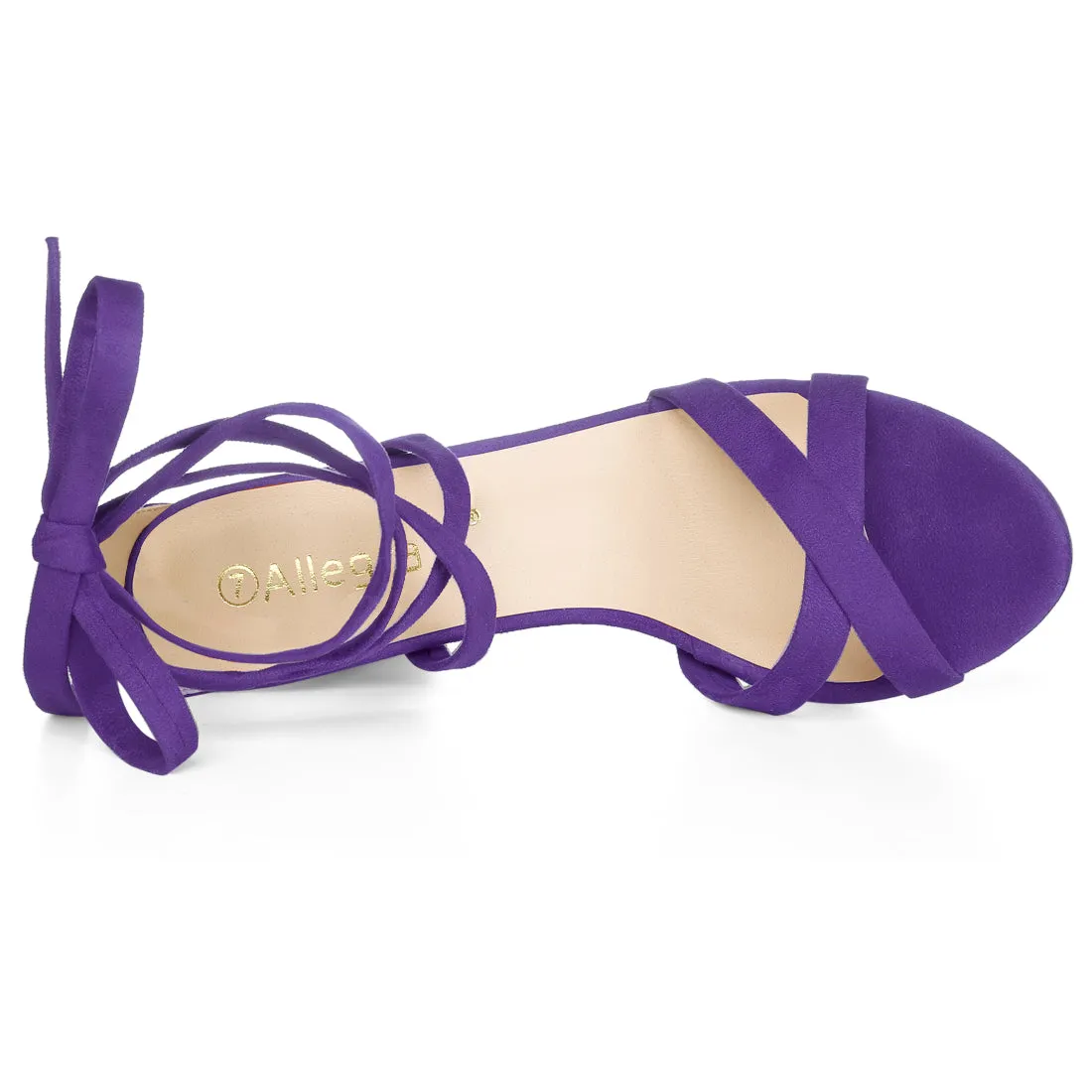 Faux Suede Open Toe High Chunky Heel Ankle Lace Up Sandals