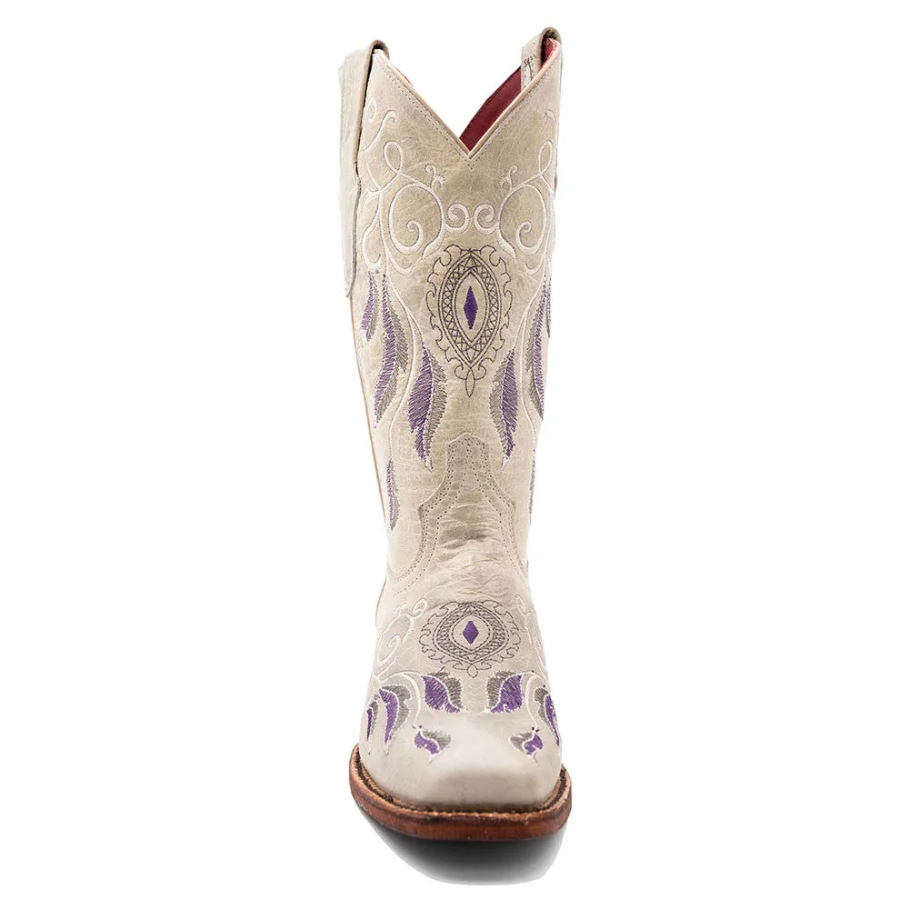 Ferrini Dreamer Clay Embroidered Full Grain Leather Narrow Square Toe Boots