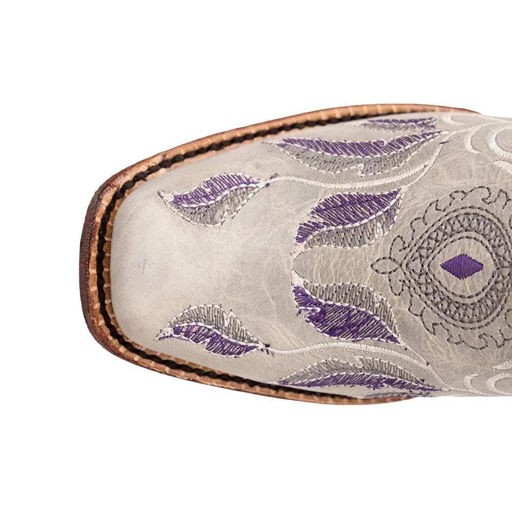 Ferrini Dreamer Clay Embroidered Full Grain Leather Narrow Square Toe Boots
