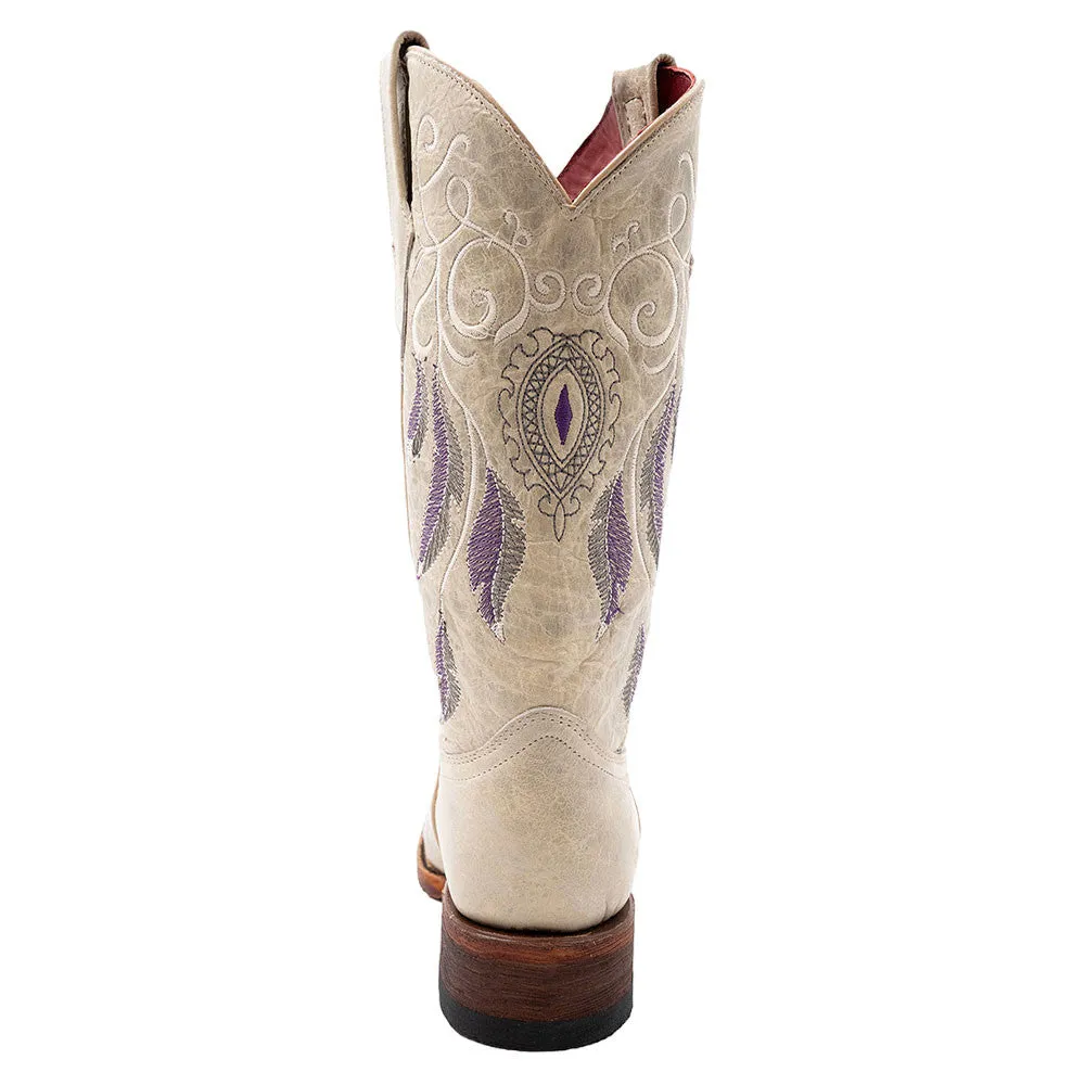 Ferrini Dreamer Clay Embroidered Full Grain Leather Narrow Square Toe Boots