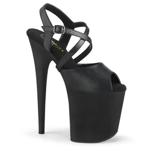 FLAMINGO-824 Black Ankle Peep Toe High Heel