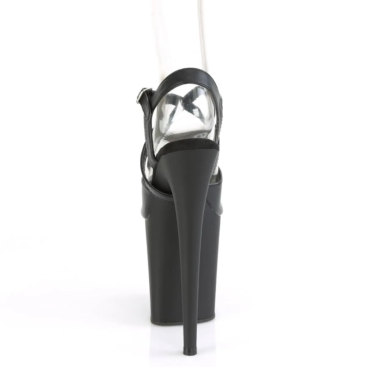 FLAMINGO-824 Black Ankle Peep Toe High Heel