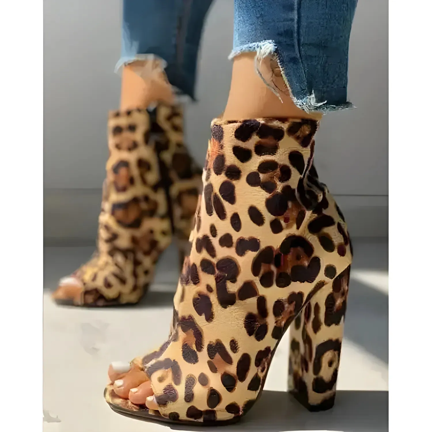 Foreign Trade New Style Thick Heel Colorful Snake Print Short Boots
