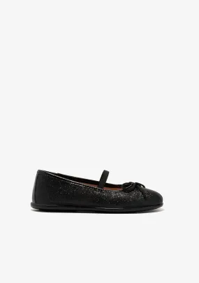 Girl's Black Glitter Ballerinas B&W