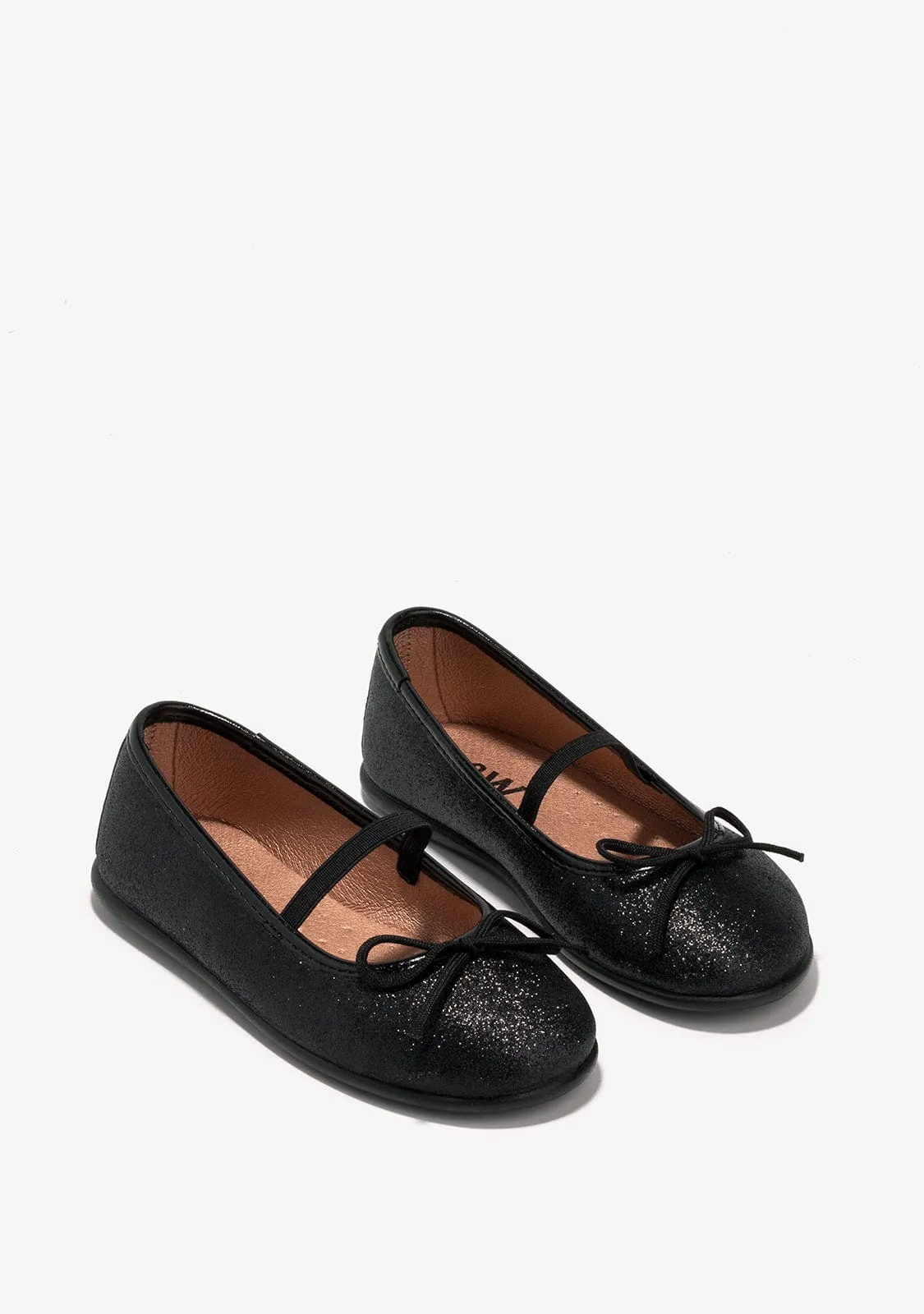 Girl's Black Glitter Ballerinas B&W