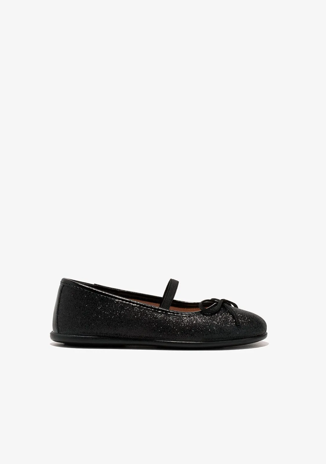 Girl's Black Glitter Ballerinas B&W