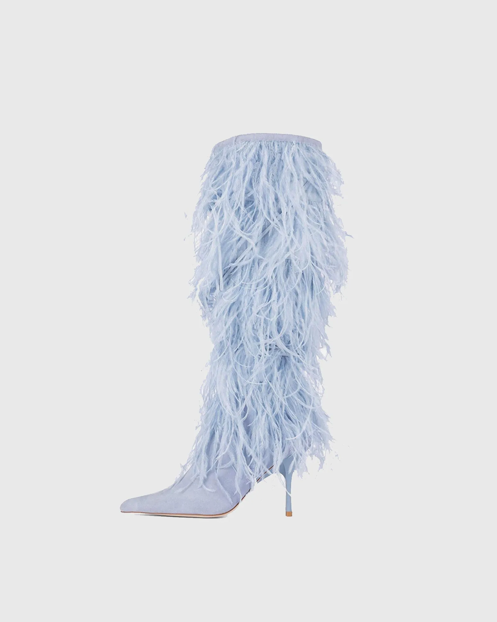 Giustina Feather Velvet Knee High Boots
