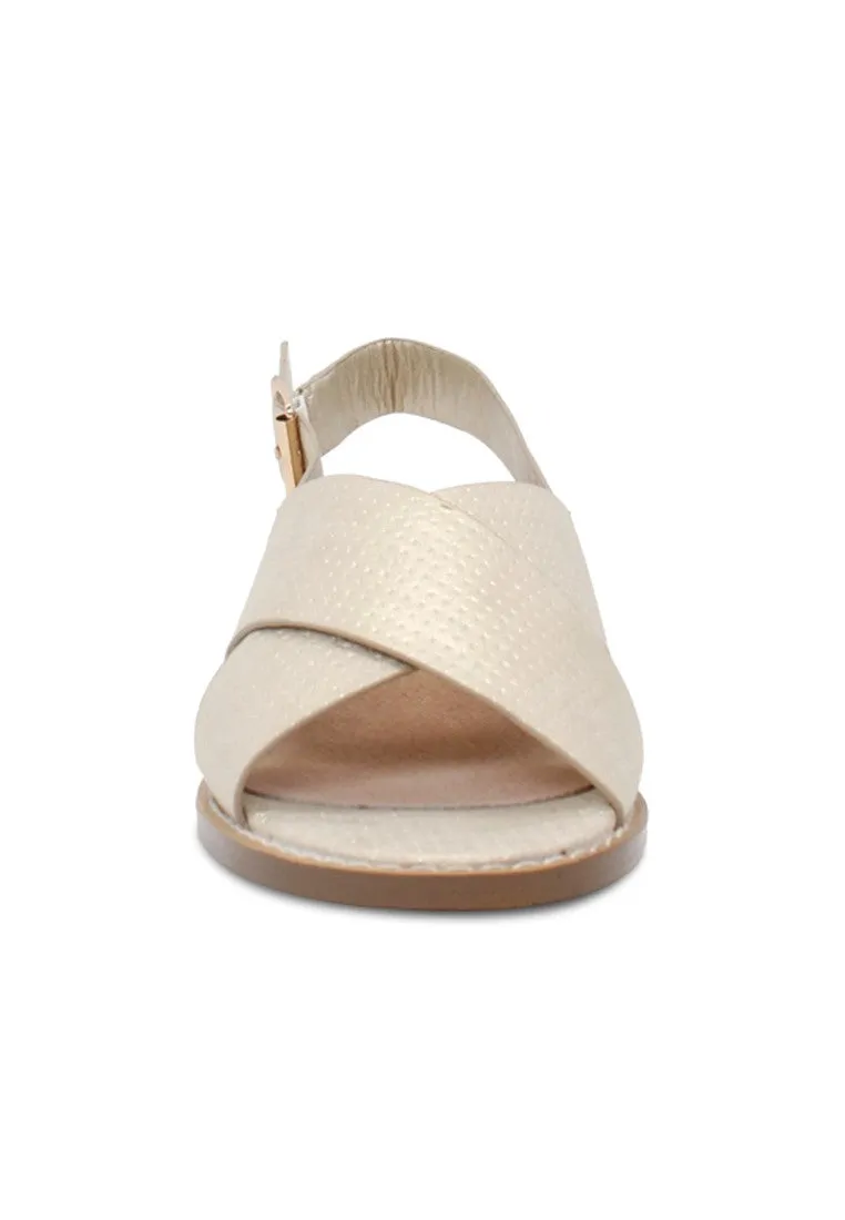 Gold Cross Strap Slingback Sandals
