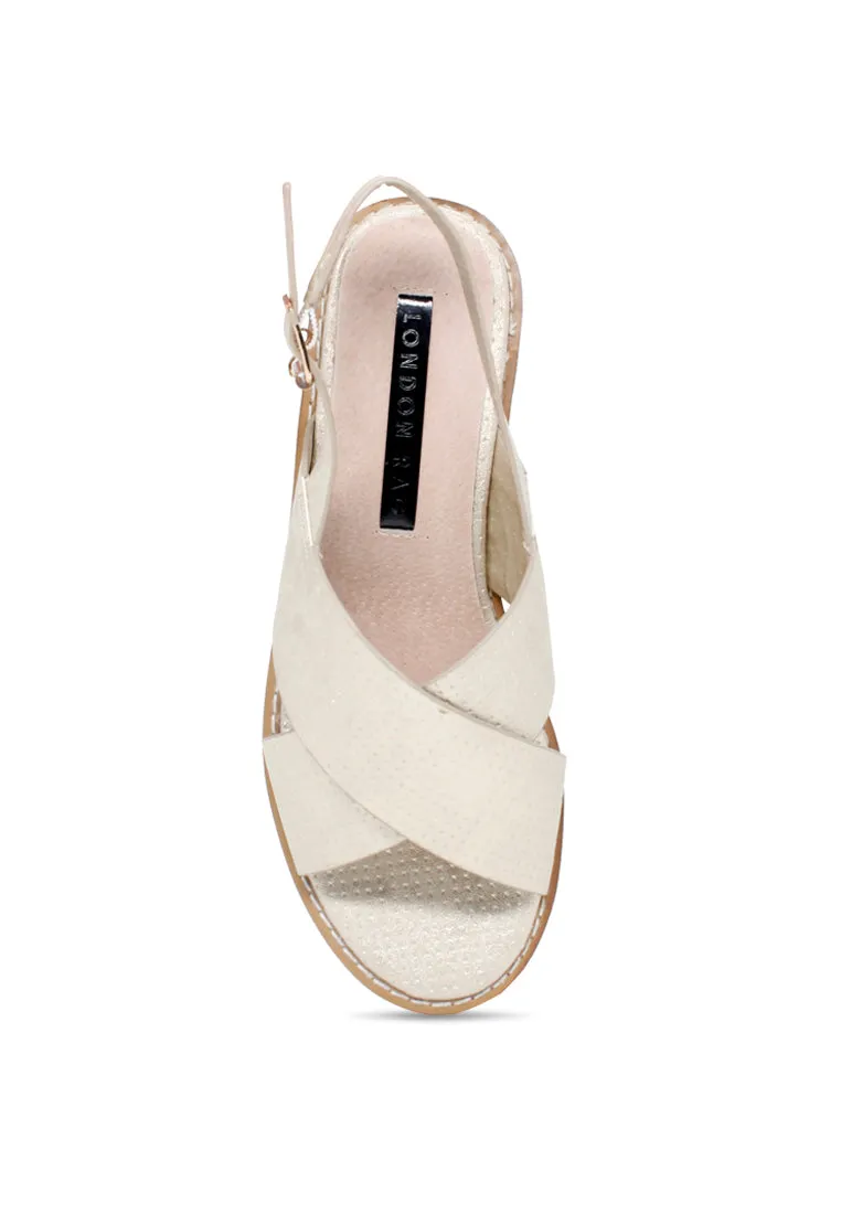 Gold Cross Strap Slingback Sandals