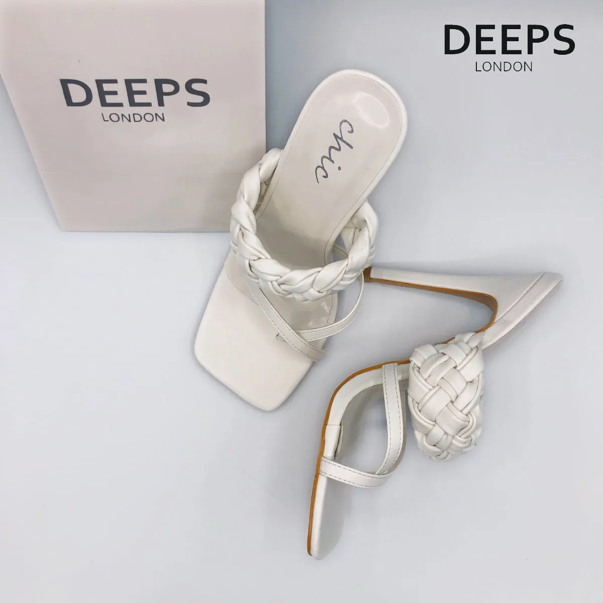 JIA - CROSS OVER TOE POST BRAIDED HEELS MOCHA
