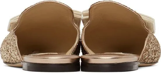 Jimmy Choo SSENSE Exclusive Gold Star Coarse Glitter Galaxy Flats