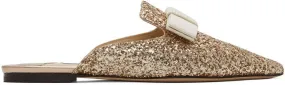 Jimmy Choo SSENSE Exclusive Gold Star Coarse Glitter Galaxy Flats