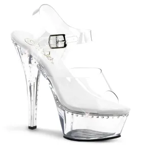 KISS-208LS Rhinestone Clear Platform 6 Inch Heel Pole Dancing Shoe