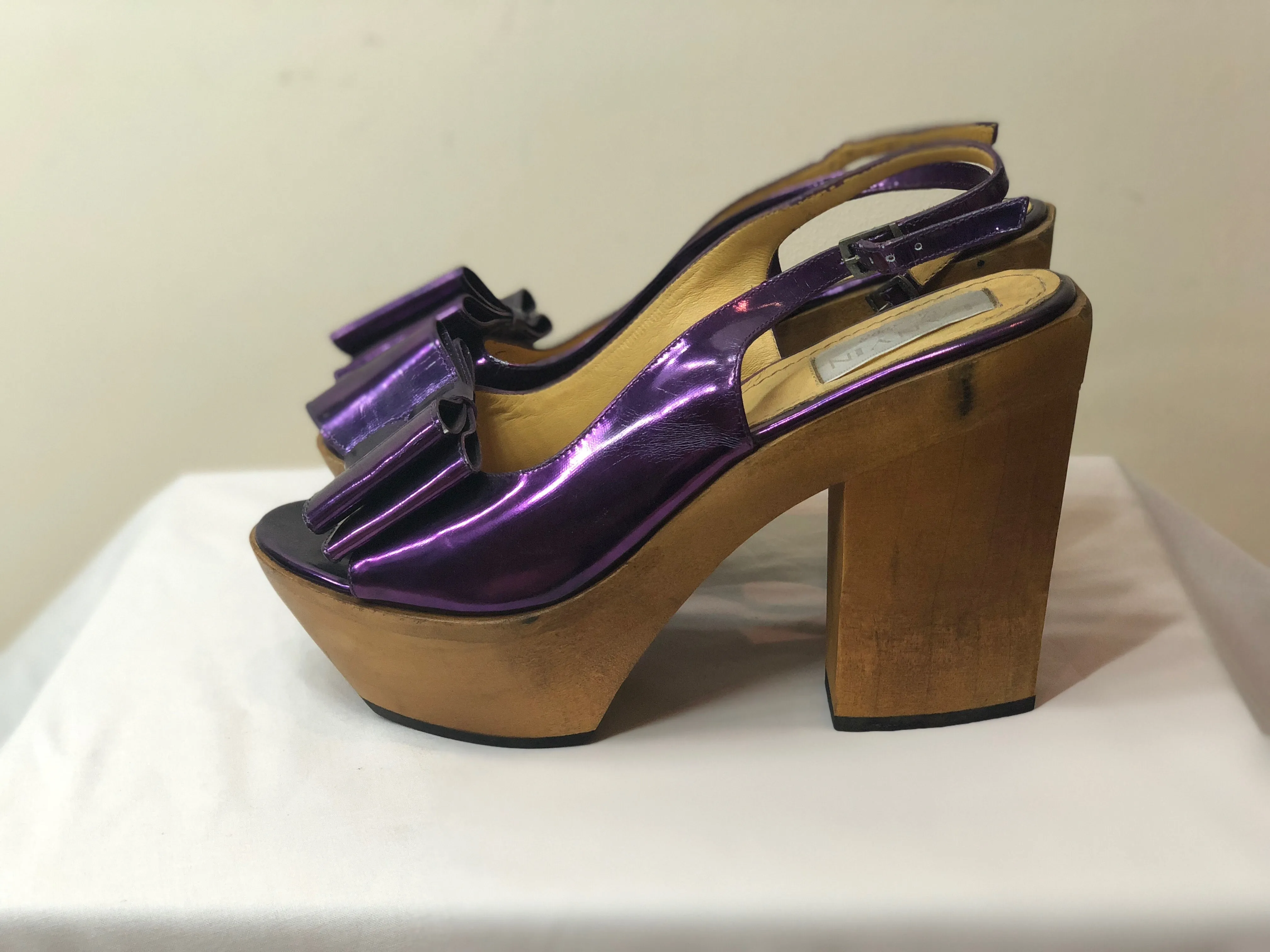 Lanvin Purple Metallic Platform Shoes