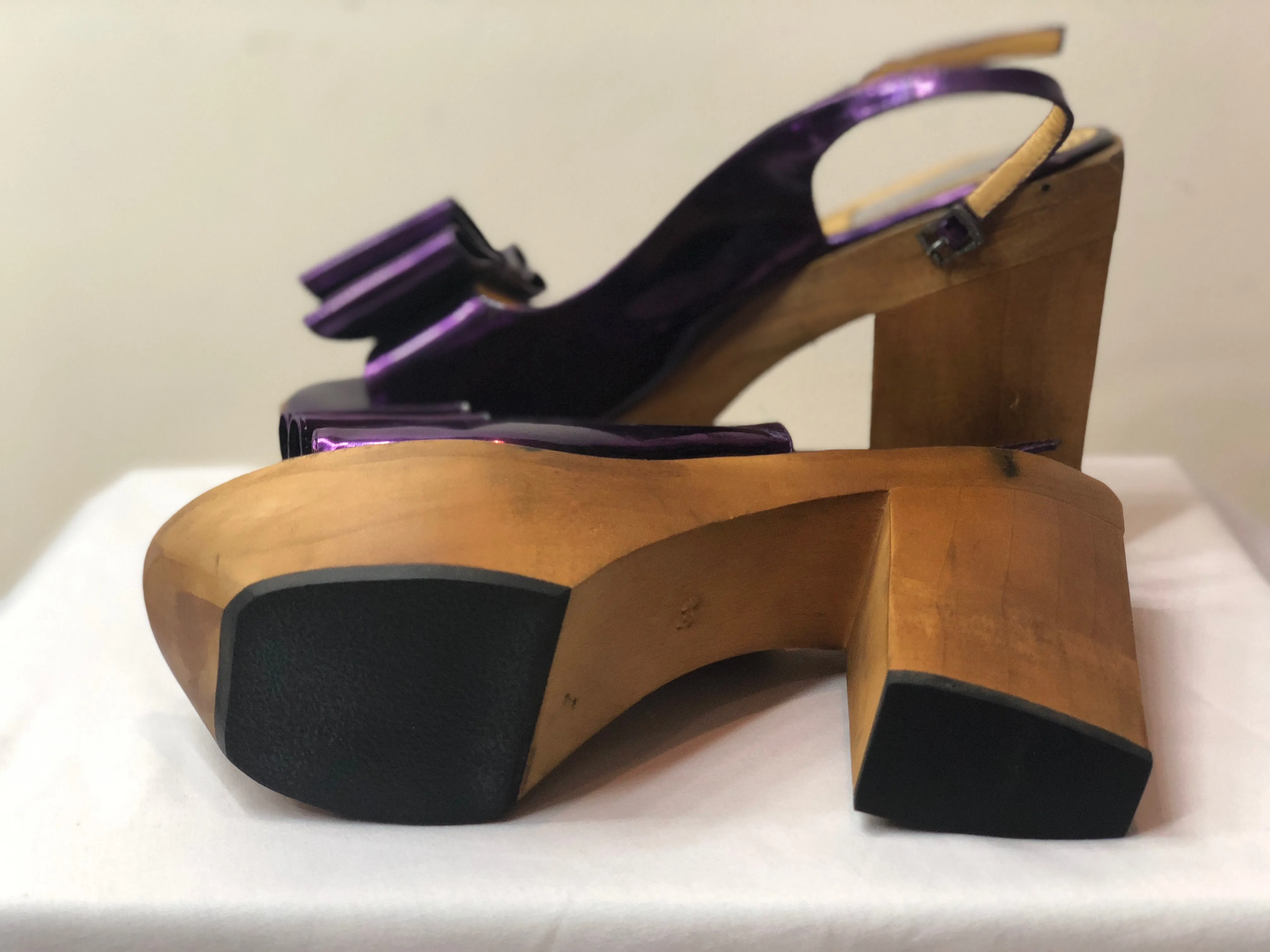 Lanvin Purple Metallic Platform Shoes