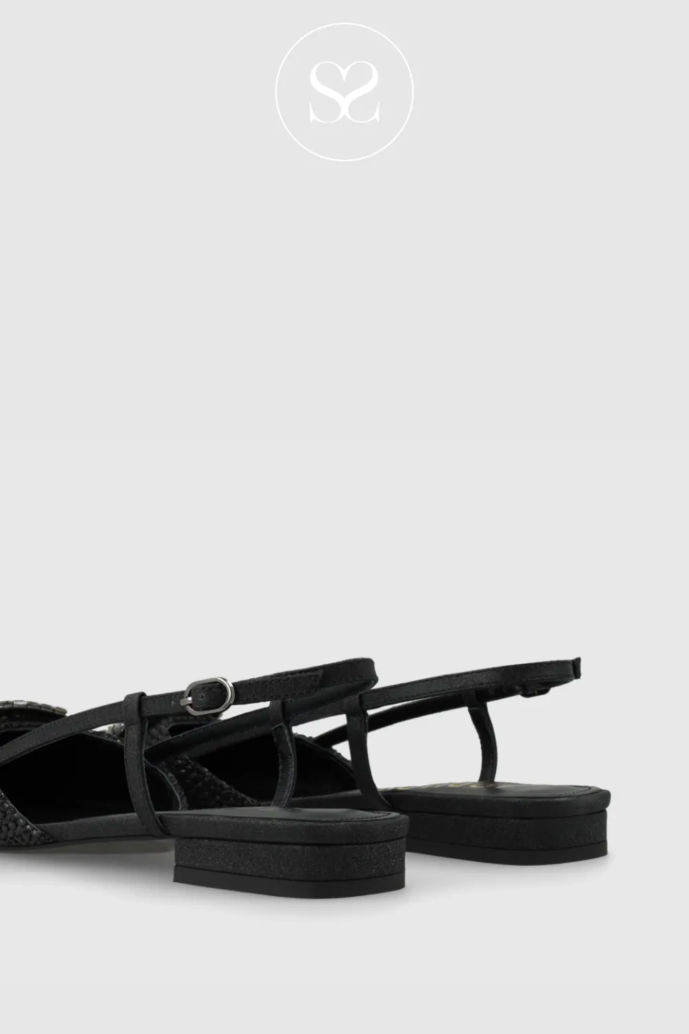 LODI BO5504 BLACK LEATHER SLINGBACK BALLET FLAT SHOES