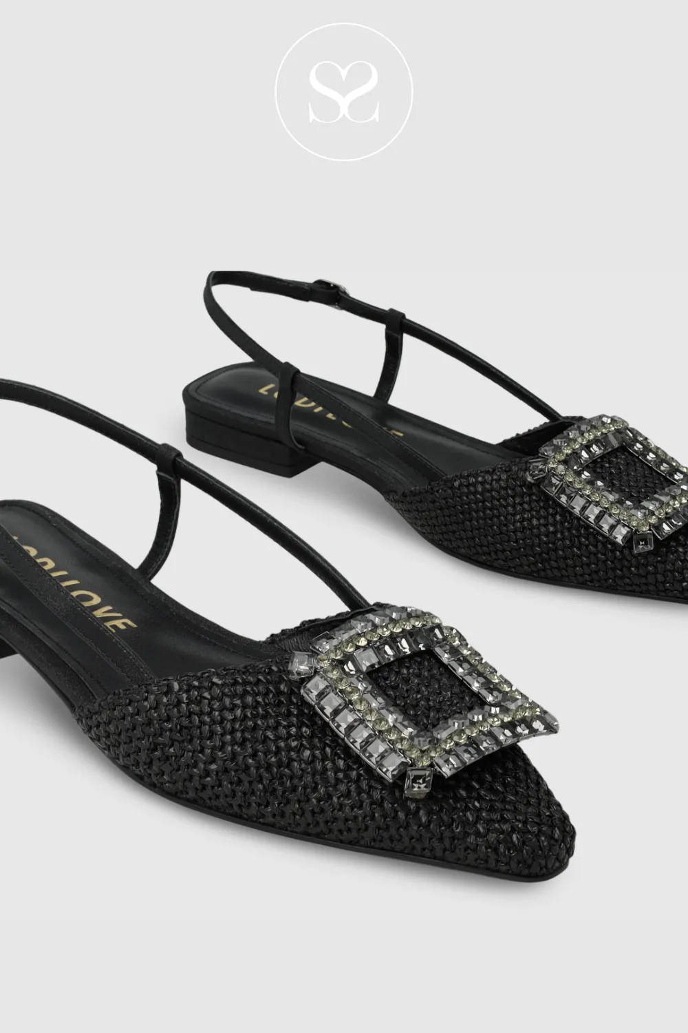 LODI BO5504 BLACK LEATHER SLINGBACK BALLET FLAT SHOES
