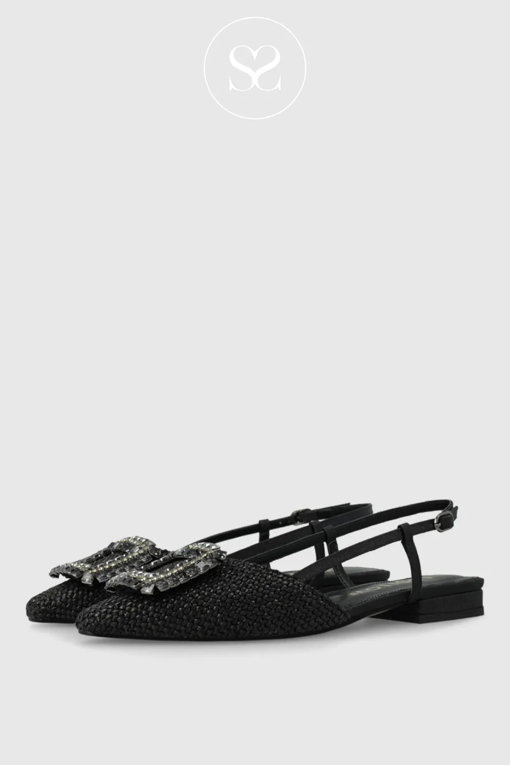 LODI BO5504 BLACK LEATHER SLINGBACK BALLET FLAT SHOES