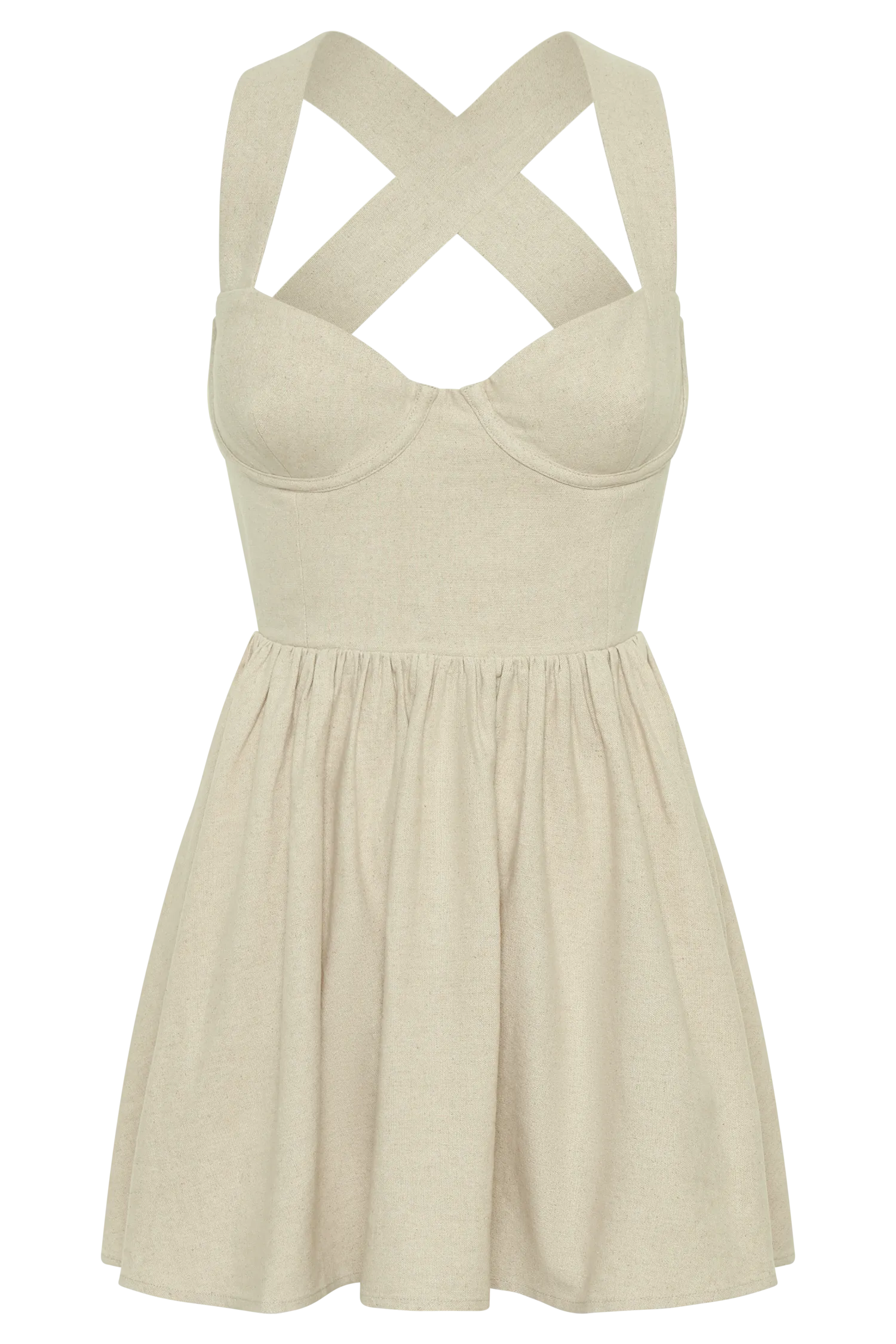 Loz Tie Back Linen Mini Dress - Natural